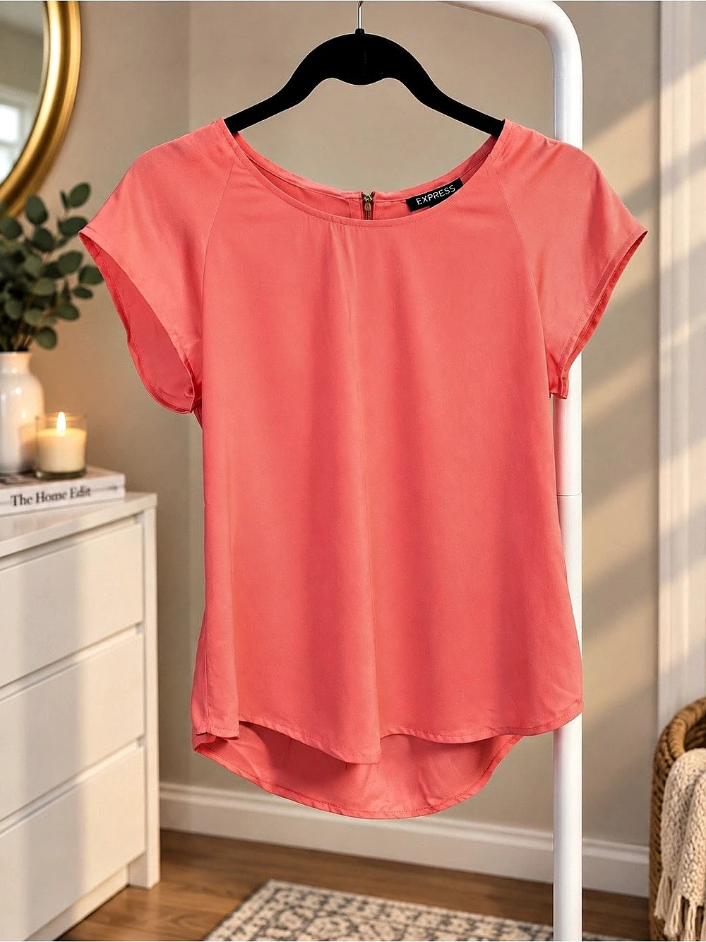 Express Short Sleeve Blouse in Pink XS